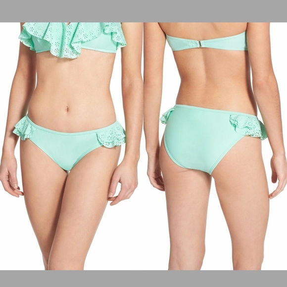 NWT BP‎ Ruffle Side Bikini Bottoms in Teal Sky [sz XS ] - Picture 1 of 3